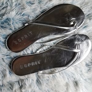 ESPRIT Summer Party FLIP FLOP SANDAL SHOE Silver Metallic Women Size 7